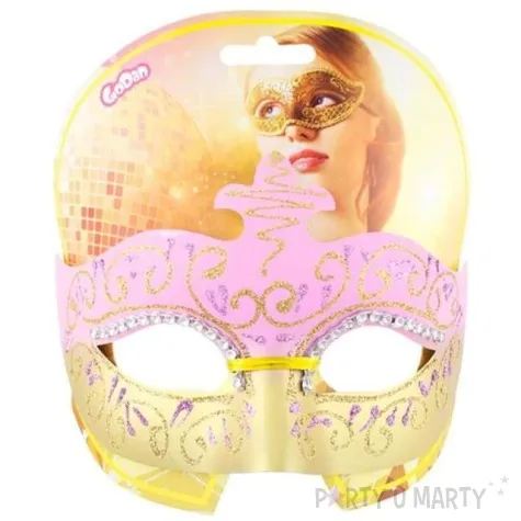 maska karnawalowa lilia rozowo zlota