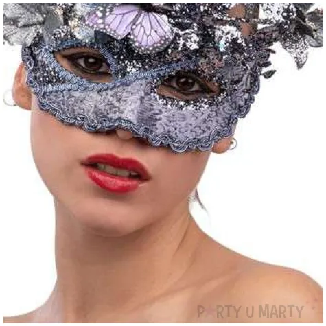 maska karnawalowa liliowy motyl srebrna carnival toy