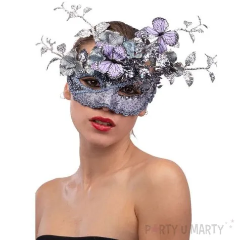 maska karnawalowa liliowy motyl srebrna carnival toy