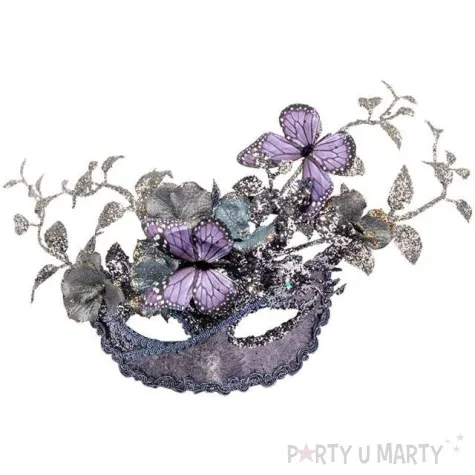maska karnawalowa liliowy motyl srebrna carnival toy