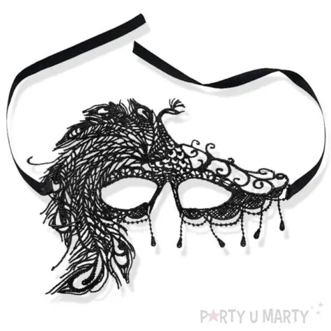 maska karnawalowa paw czarna azurowa