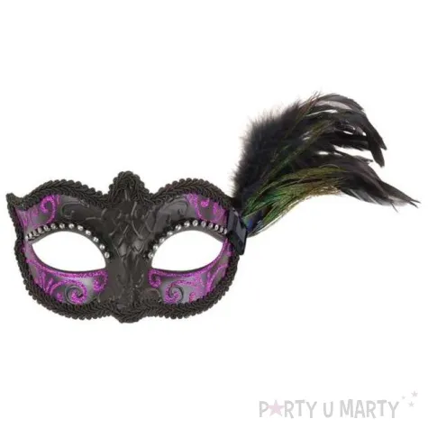maska karnawalowa pawie piorko fioletowa