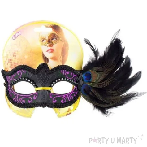 maska karnawalowa pawie piorko fioletowa
