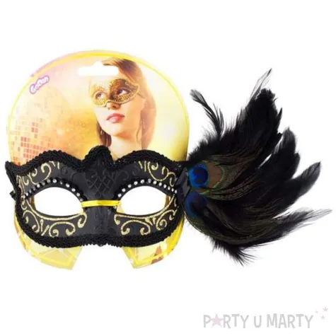 maska karnawalowa pawie piorko zlota