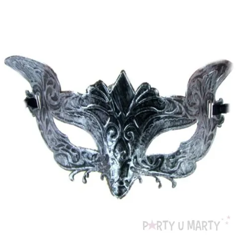 maska karnawalowa retro ornament srebrna