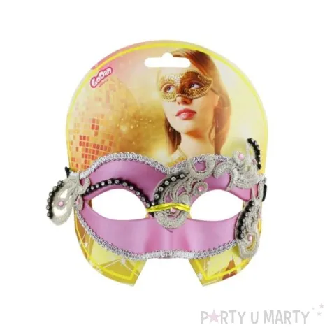 maska karnawalowa rozowa glamour