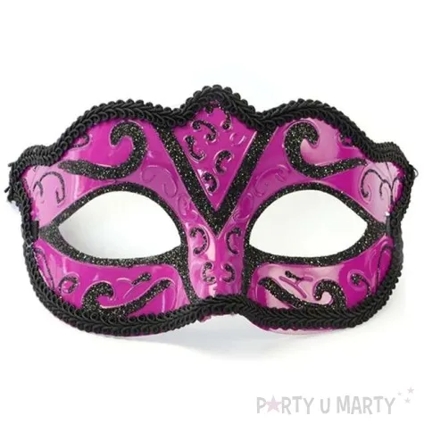maska karnawalowa rozowo czarna