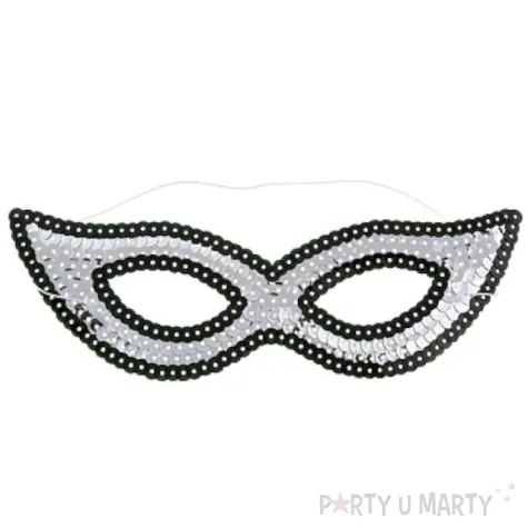 maska karnawalowa srebrna w cekiny