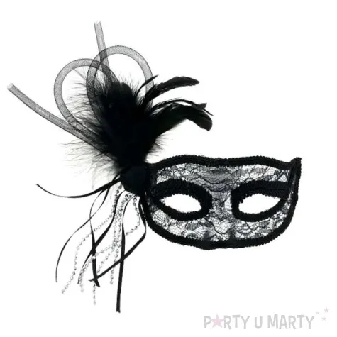 maska karnawalowa srebrno czarna fantazyjna