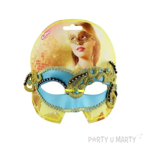 maska karnawalowa turkusowa glamour