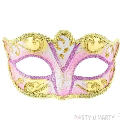 maska karnawalowa wenecja rozowa