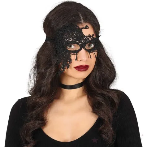 maska karnawalowa wenecka azurowa czarny guirca