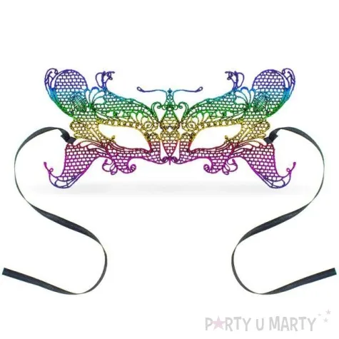 maska karnawalowa wenecka azurowa motyl teczowy godan