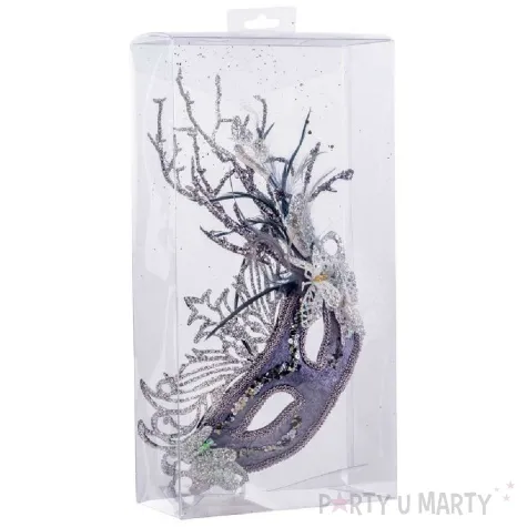 maska karnawalowa wenecka brokatowy motyl i piora liliowy carnivaltoys