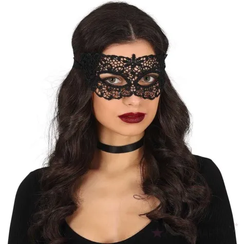maska karnawalowa wenecka koronkowa czarny guirca