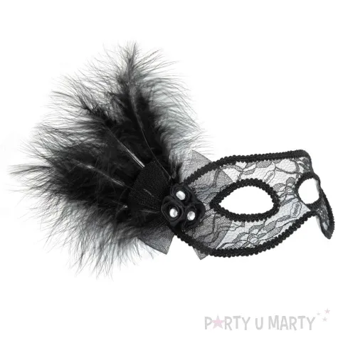 maska karnawalowa wenecka koronkowa czarny partypal