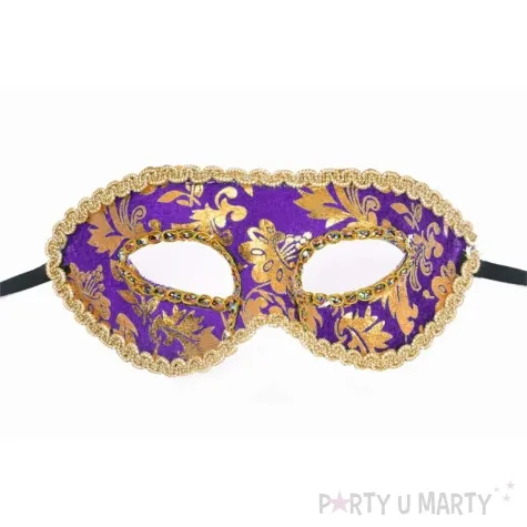 maska karnawalowa wenecka ornamenty zloto fioletowy arpex