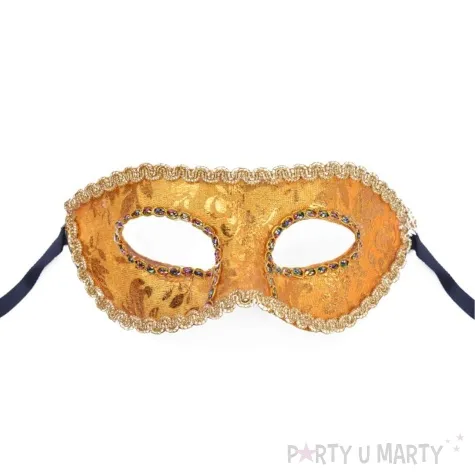 maska karnawalowa wenecka ornamenty zloto pomaranczowy arpex