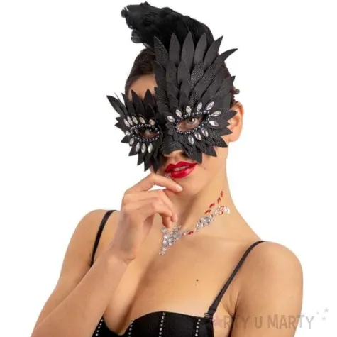 maska karnawalowa wenecka piora czarna carnival toys