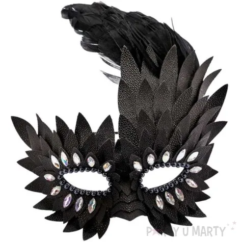 maska karnawalowa wenecka piora czarna carnival toys