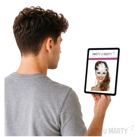 maska karnawalowa wenecka srebrne zdobienie biala smiffys