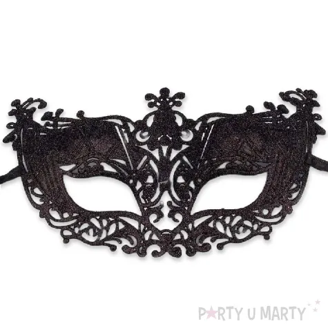 maska karnawalowa wenecka z brokatem czarny stoklasa