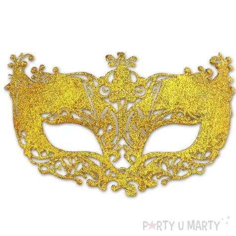 maska karnawalowa wenecka z brokatem zloty stoklasa