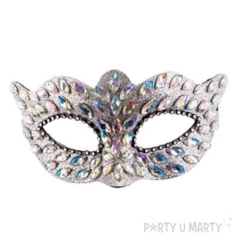 maska karnawalowa wenecka z dzetami srebrny carnival toys