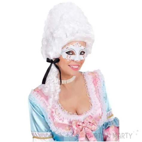 maska karnawalowa wenecka z krysztalkami biala widmann