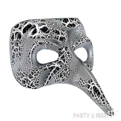 maska karnawalowa wenecka z nosem bialo czarna widmann