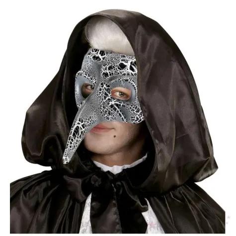 maska karnawalowa wenecka z nosem bialo czarna widmann