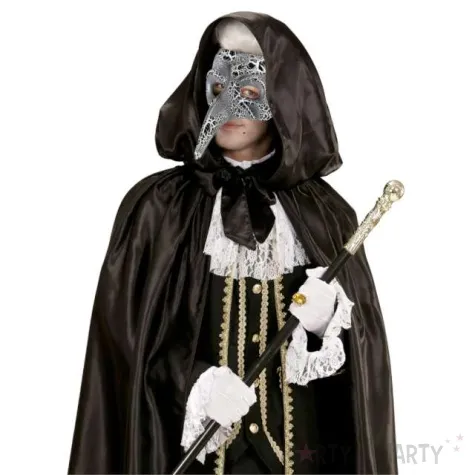 maska karnawalowa wenecka z nosem bialo czarna widmann