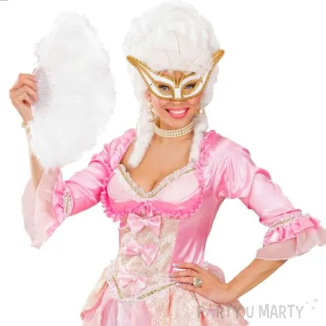 maska karnawalowa wenecka z piorami bialy widmann