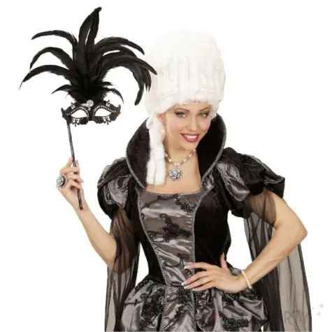 maska karnawalowa wenecka z piorami czarny widmann