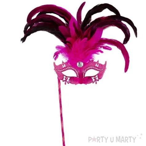 maska karnawalowa wenecka z piorami ombre rozowy widmann
