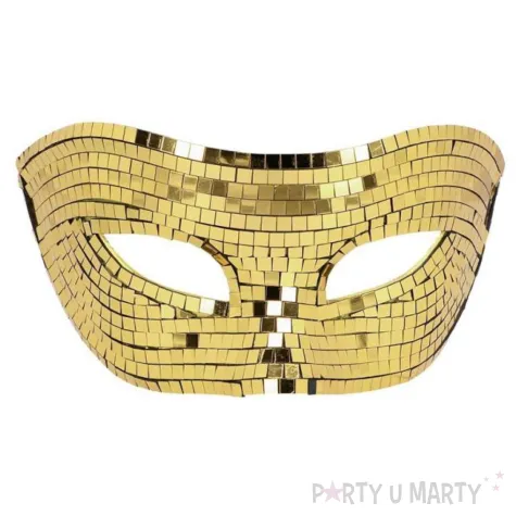 maska karnawalowa z cekinami w kolorze zlotym glamour