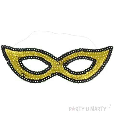 maska karnawalowa zlota cekinowa