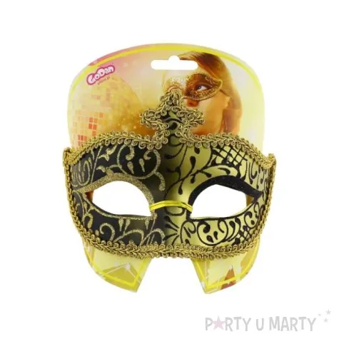 maska karnawalowa zloto czarna z korona