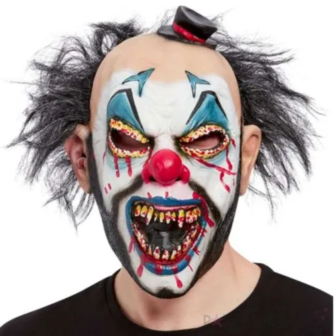 maska klaun mroczny z ciemnymi wlosami lateksowa smiffys