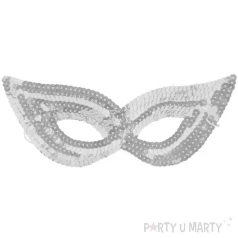 maska kocica srebrna cekinowa arpex