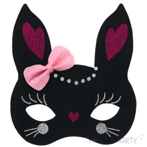 maska kroliczek z kokardka czarna