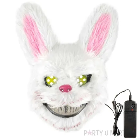 maska krolik pysychopata led bialy partypal