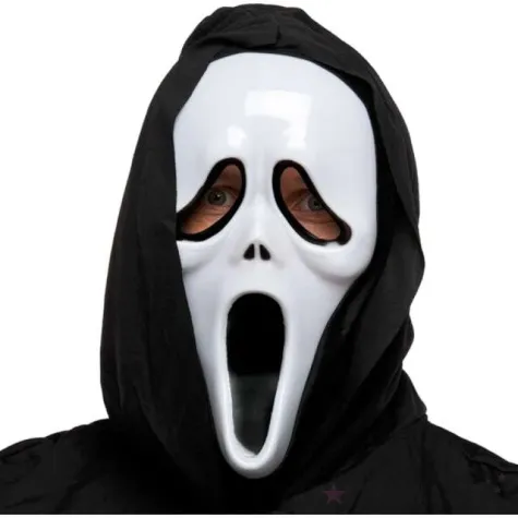 maska krzyk z kapturem bialo czarna partypal