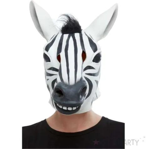 maska lateksowa zebra czarno biala smiffys