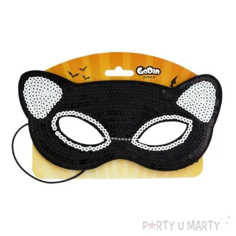 maska panda czarna cekinowa