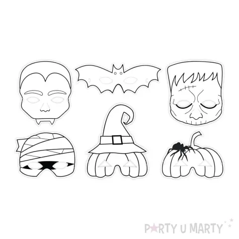 maska papierowa kolorowanka halloween mix diy rozm uniwersalny 6 szt