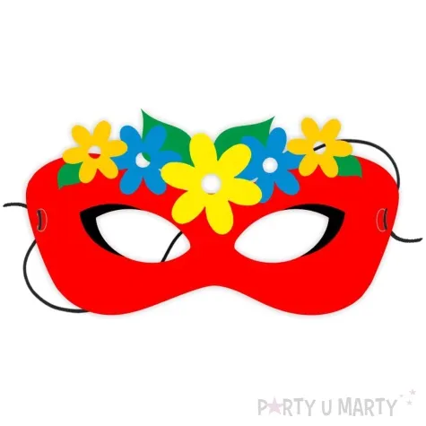 maska papierowa kwiatowy wieniec czerwona rozm uniwersalny