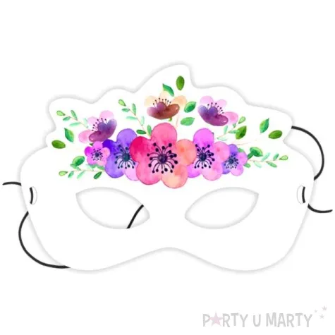 maska papierowa kwiaty wiosenne biala rozm uniwersalny