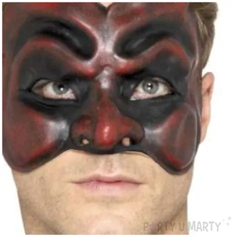 maska party diabel czerwono czarna lateksowa smiffys