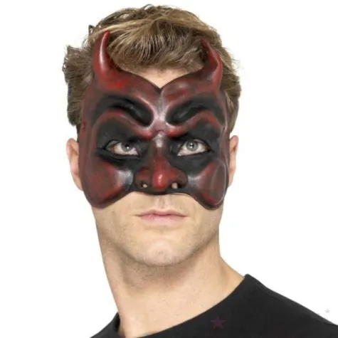 maska party diabel czerwono czarna lateksowa smiffys